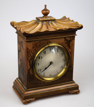 Appraisal: A French gilt lacquered mantel clock in the Chinese pagoda