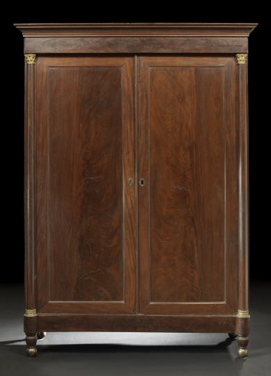 Appraisal: Fine and Rare American Classical Gilt-Bronze and Brass-Mounted Mahogany Side-Door