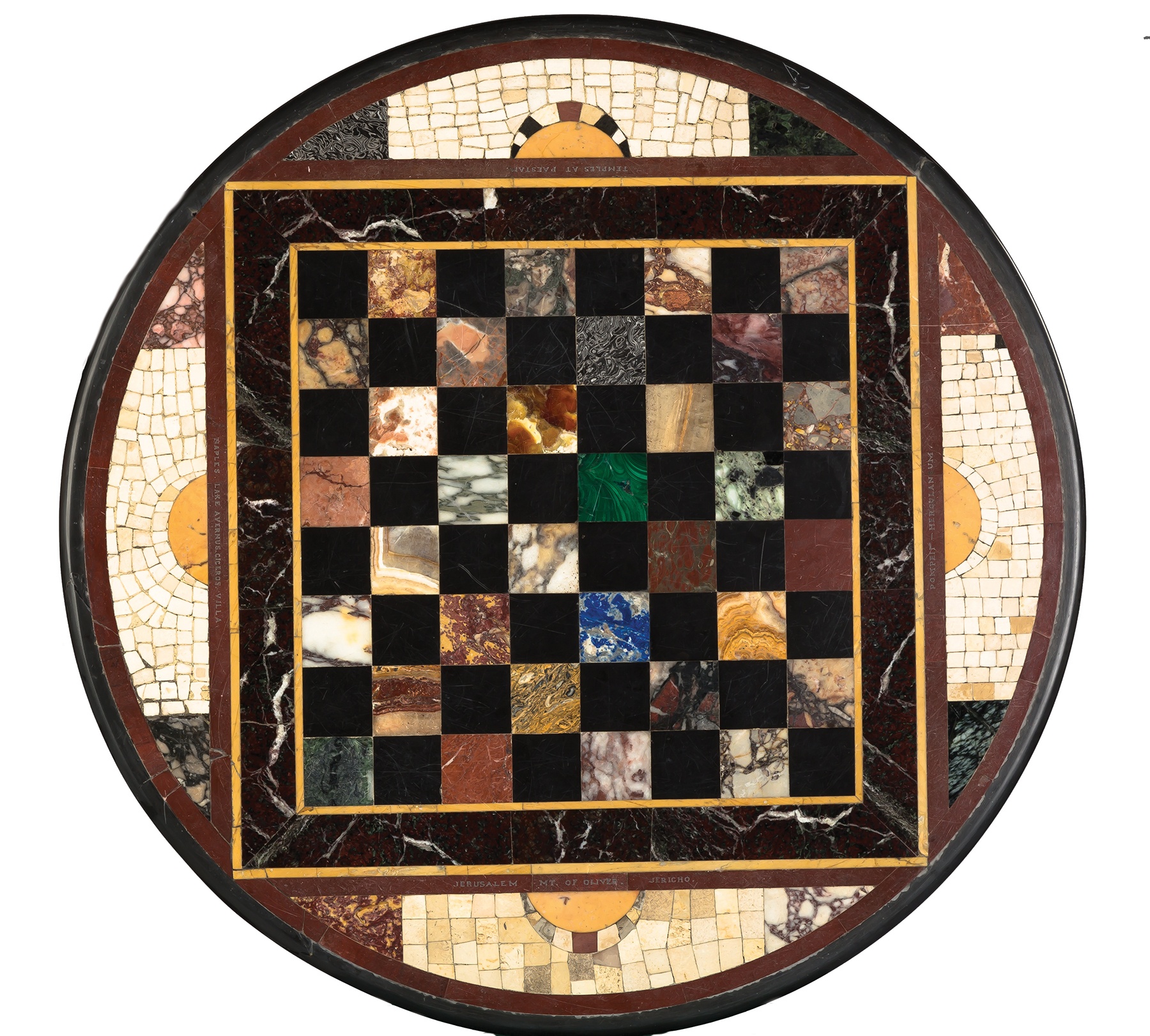 Appraisal: Specimen Stone and Mosaic Checkerboard Tabletop Top is th century