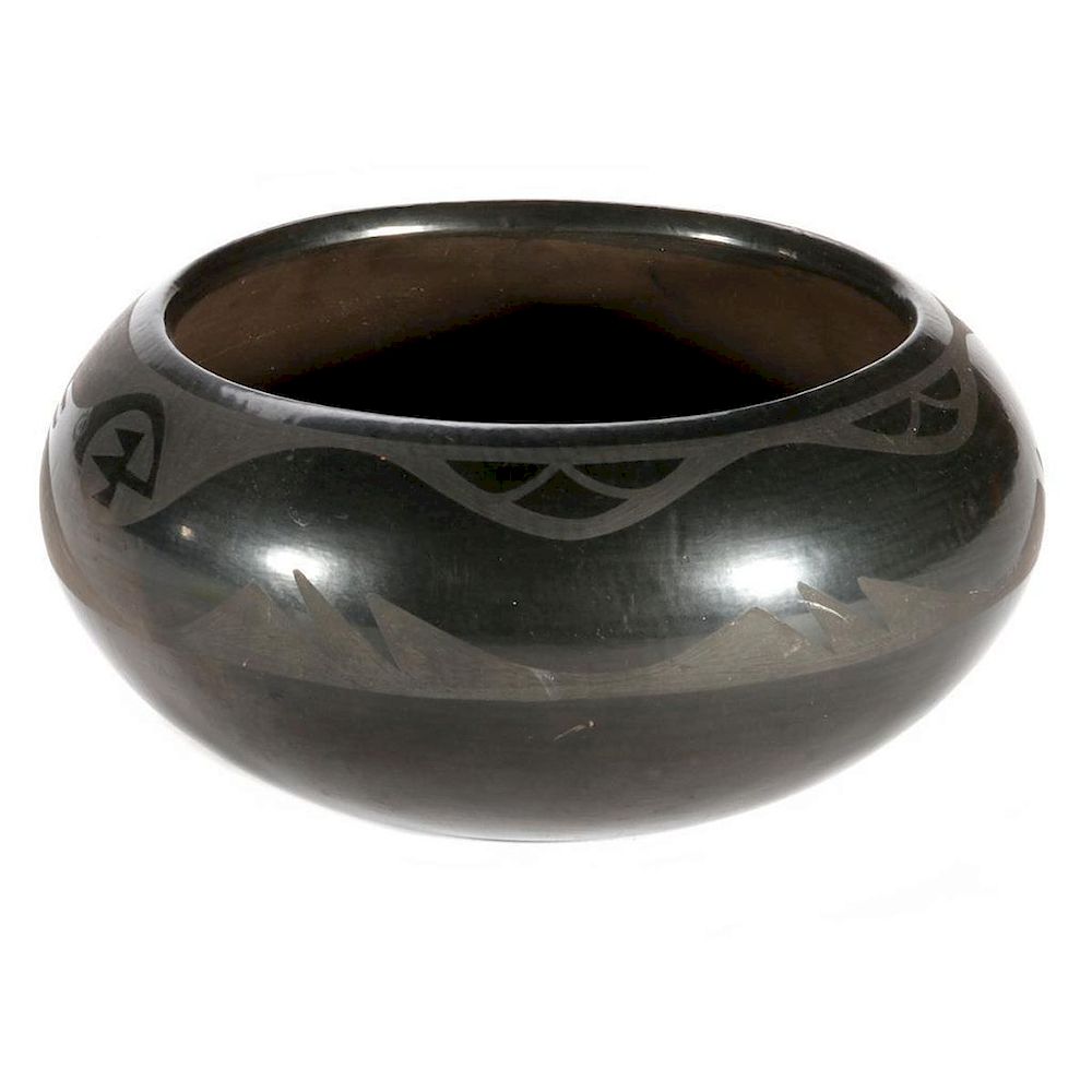 Appraisal: A San Ildefonso Blackware Bowl By Florence Naranjo though somewhat