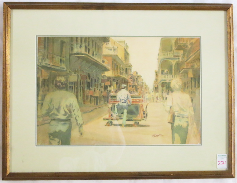 Appraisal: BRITTON WATERCOLOR ON PAPER American th century New Orleans street