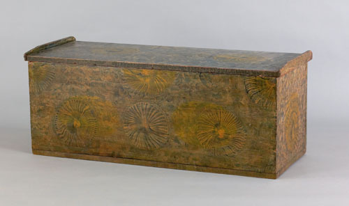 Appraisal: New England painted basswood blanket chest early th c retaining