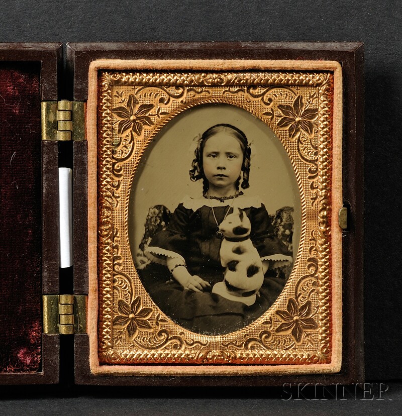 Appraisal: Ninth Plate Ambrotype Portrait of a Young Girl Holding a