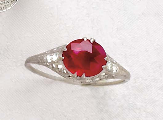 Appraisal: RUBY RING k white gold ruby ring set with one