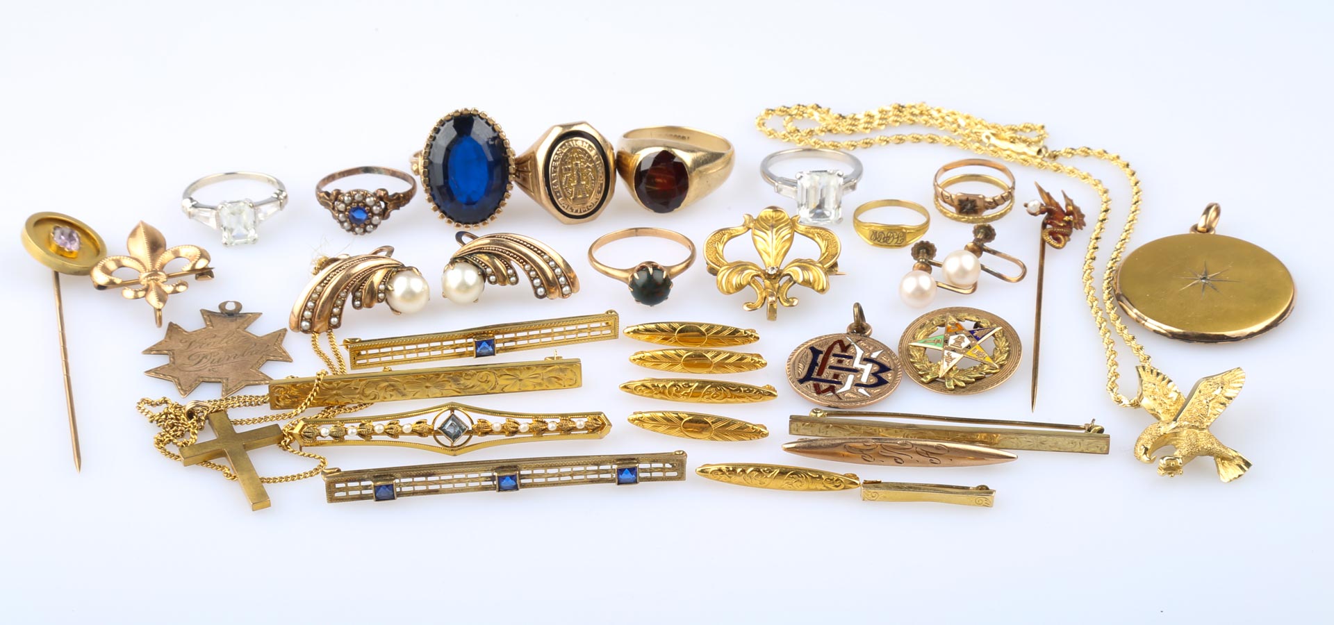 Appraisal: A Bag of Gold Jewelry Featuring K bar and stick