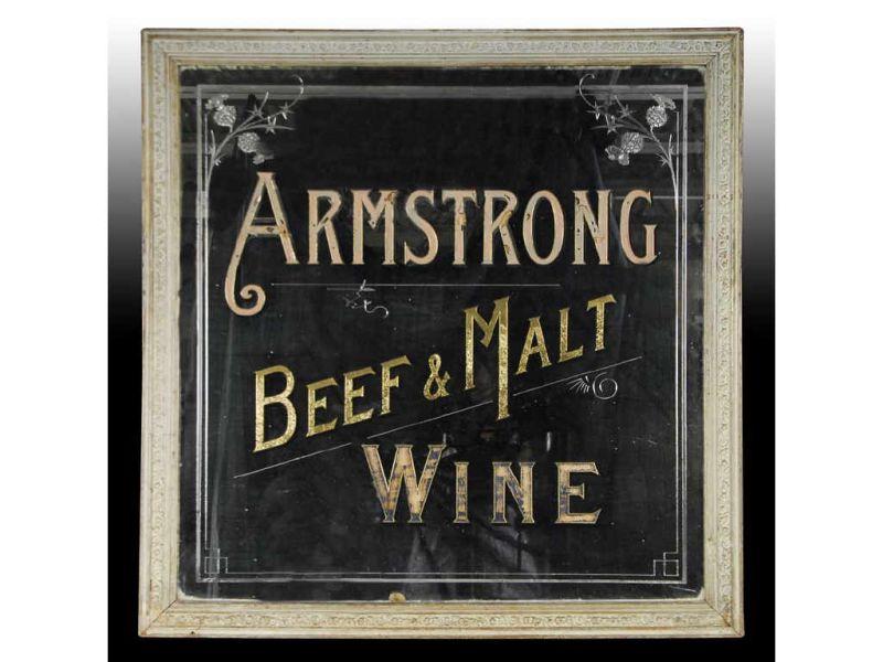 Appraisal: Large Armstrong Wine Reverse Painted Mirror Advert Description '' x