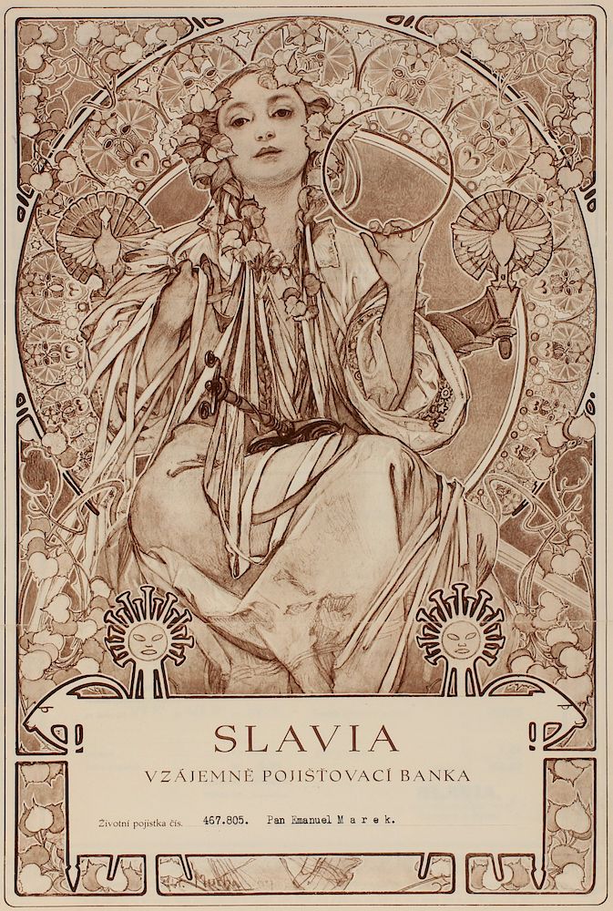 Appraisal: ALPHONSE MUCHA - ILLUSTRATED DOCUMENT Alphonse Maria Mucha - Early