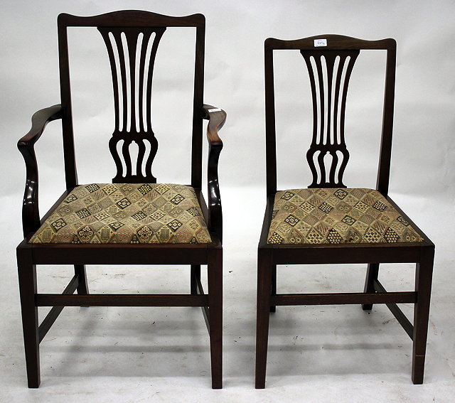 Appraisal: A SET OF SIX MAHOGANY DINING CHAIRS with inset seats