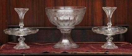 Appraisal: HEISEY PRESSED GLASS PUNCH BOWL AND STAND The bowl and