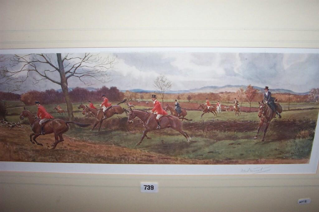 Appraisal: A signed coloured print of a hunting scene after F