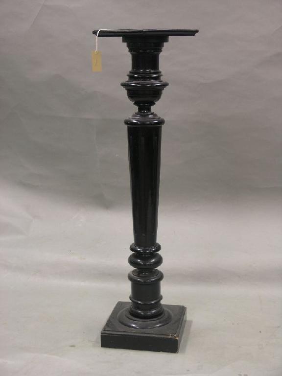 Appraisal: A late Victorian ebonised wood pedestal on tapering fluted stem