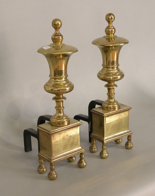 Appraisal: Pair of brass chenets h