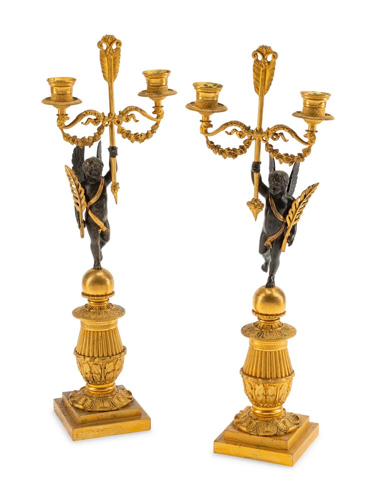 Appraisal: A Pair of Empire Style Gilt and Patinated Bronze Figural