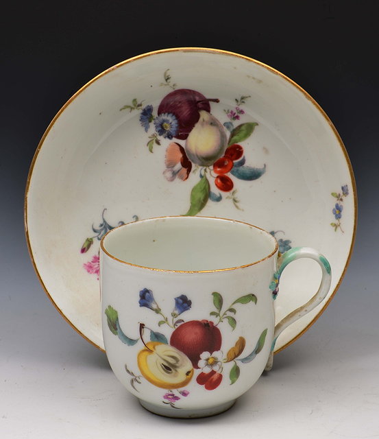 Appraisal: Meissen cup and saucercirca - decorated in polychrome enamels with