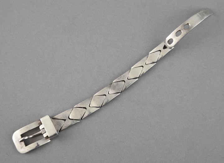 Appraisal: Heavy Mexican Sterling Silver Gentleman's Buckle Bracelet with flexible links