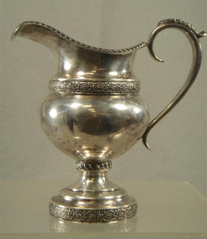 Appraisal: American coin silver cream pitcher unmarked TO h small creases