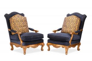 Appraisal: Pair of Henredon Oversized Library Chairs Henredon American North Carolina