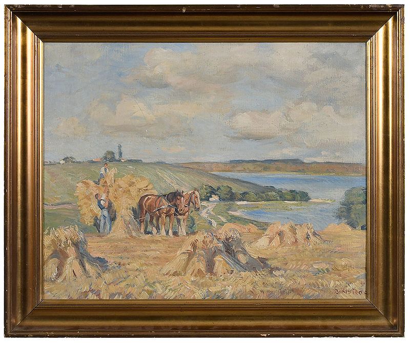 Appraisal: Borge Nyrop Danish - Hay Harvest By the Sea signed