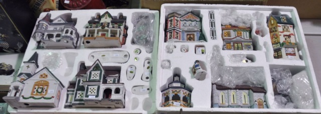 Appraisal: Porcelain VillageWith churches houses shops and figures Tallest building is