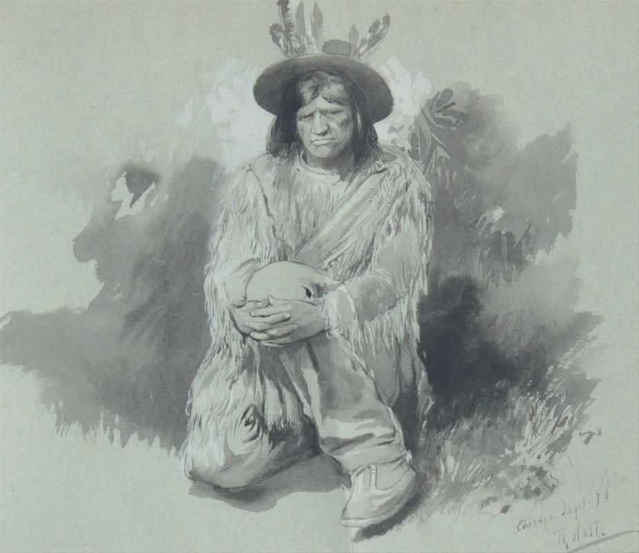 Appraisal: WUST Theodore American - Crouching Indian with Clasped Hands Sepia