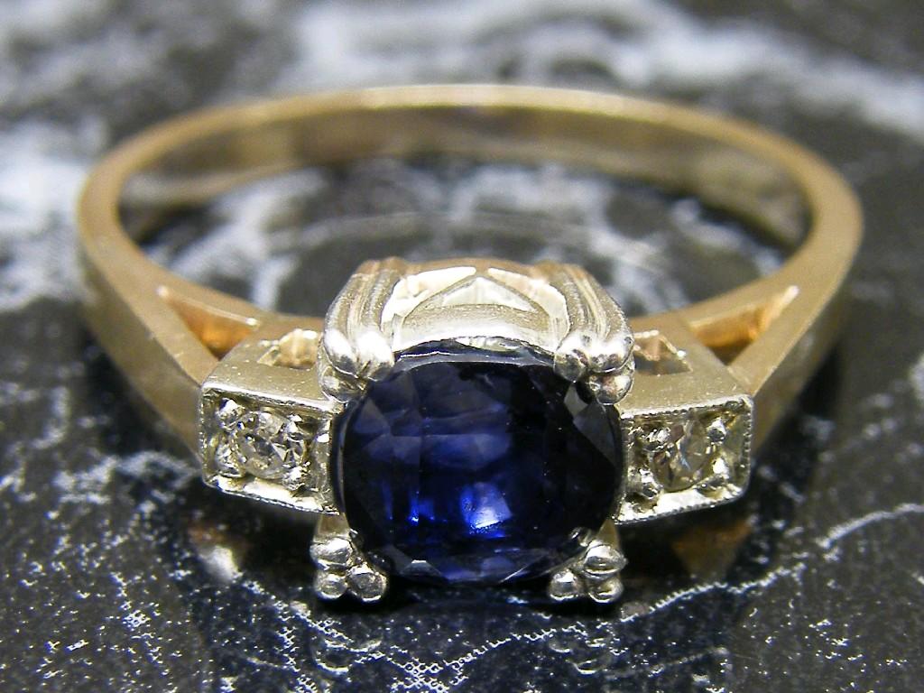 Appraisal: ct diamond and iolite three stone ring with a rose