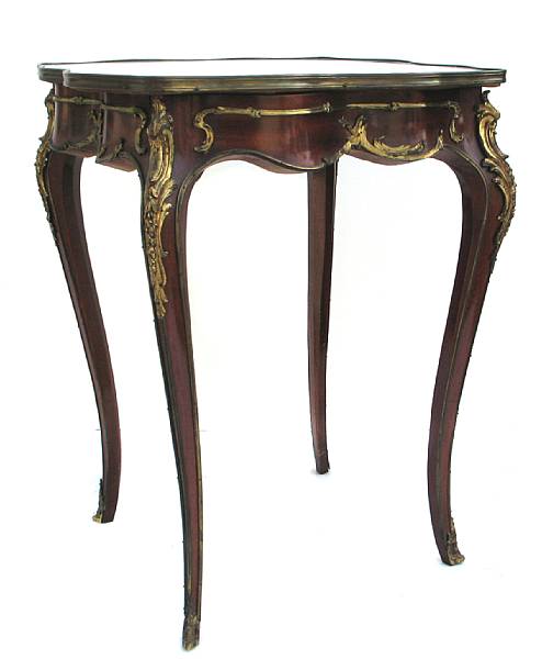 Appraisal: A Louis XV style marble top table th century restorations