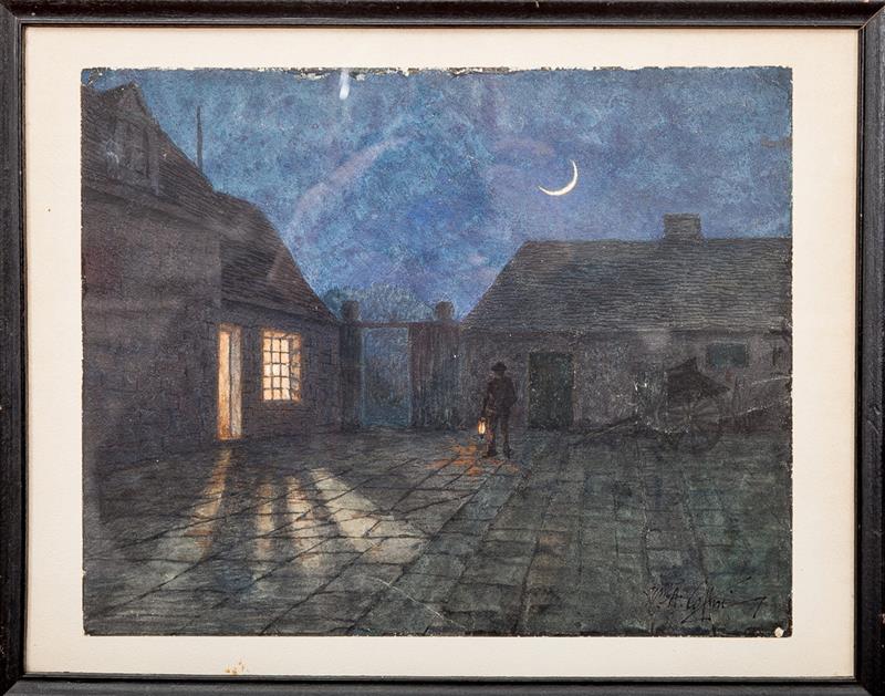 Appraisal: William Anderson Coffin - Night Watchman Watercolor and gouache on