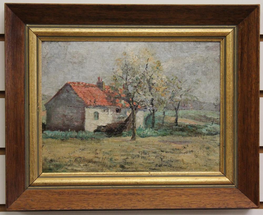 Appraisal: LOUIS FAILLE Belgium - oil on board farmhouse with flowering