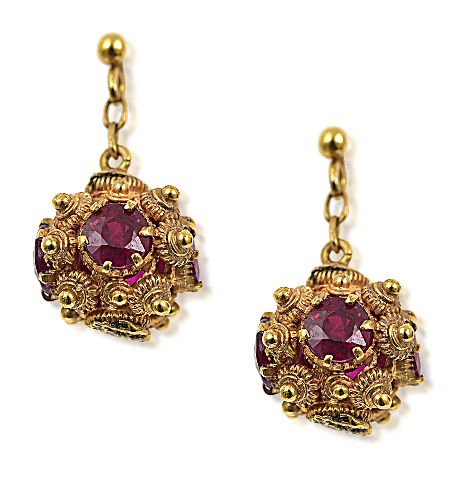 Appraisal: A PAIR OF RUBY EARRINGS Each comprising a ball set