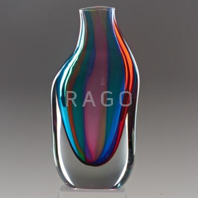 Appraisal: FORMIA Cased glass vase Murano s Labeled x x Condition