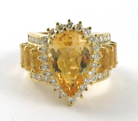 Appraisal: CITRINE DIAMOND AND YELLOW GOLD RING The k gold ring