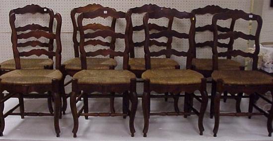 Appraisal: Set of eight French Provincial style dining chairs with undulating