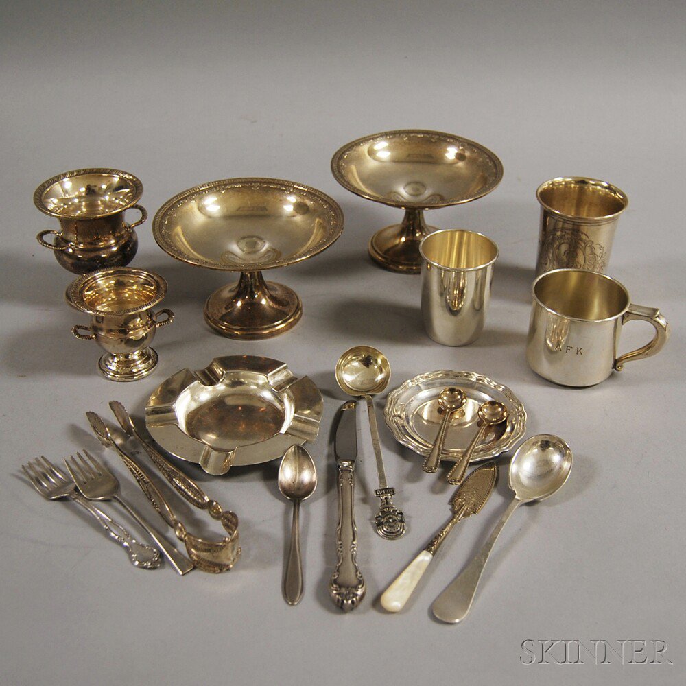 Appraisal: Nineteen Assorted Mostly Sterling Silver Flatware and Tableware Items a