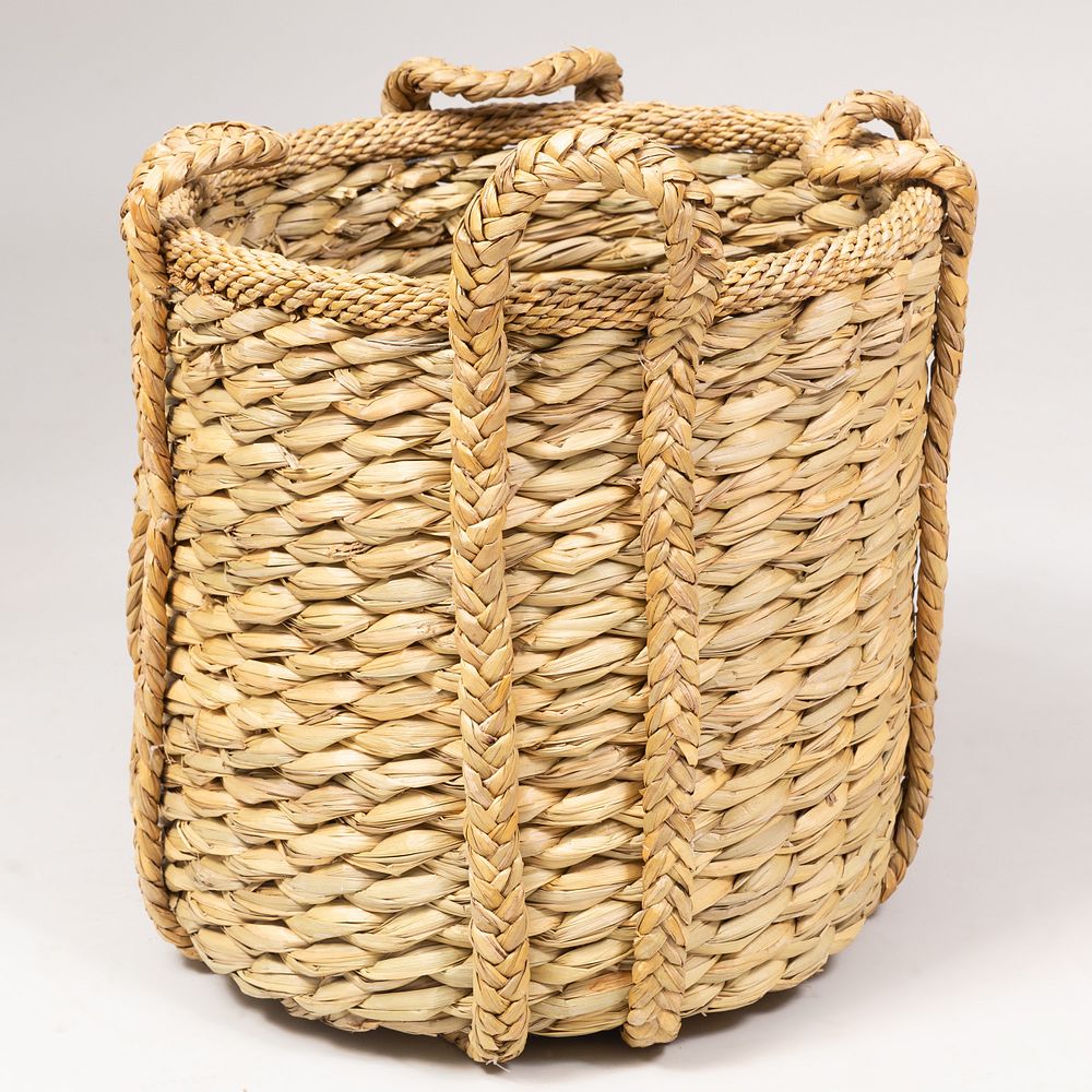 Appraisal: Woven Reed Kindling Basket x in Condition Minor wear throughout