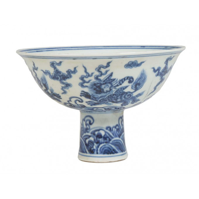 Appraisal: Chinese Blue and White Porcelain Compote th c the exterior