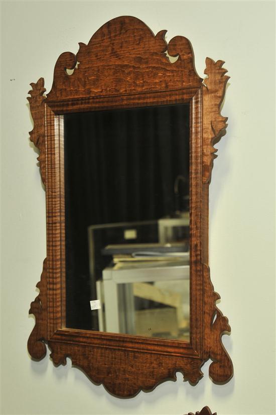 Appraisal: CHIPPENDALE STYLE MIRROR Contemorary mirror in curly maple '' h