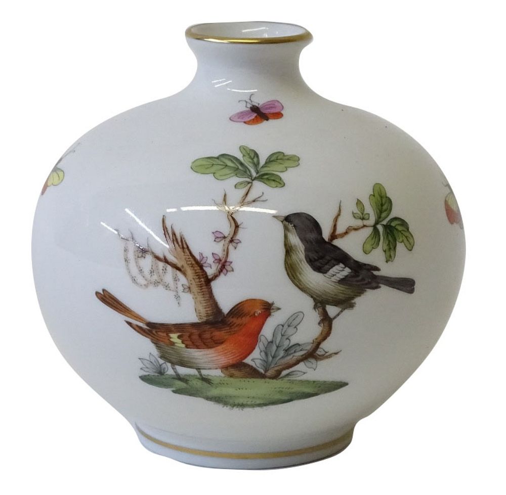 Appraisal: Herend Rothschild Bird Porcelain Vase Herend Rothschild Bird Porcelain Vase