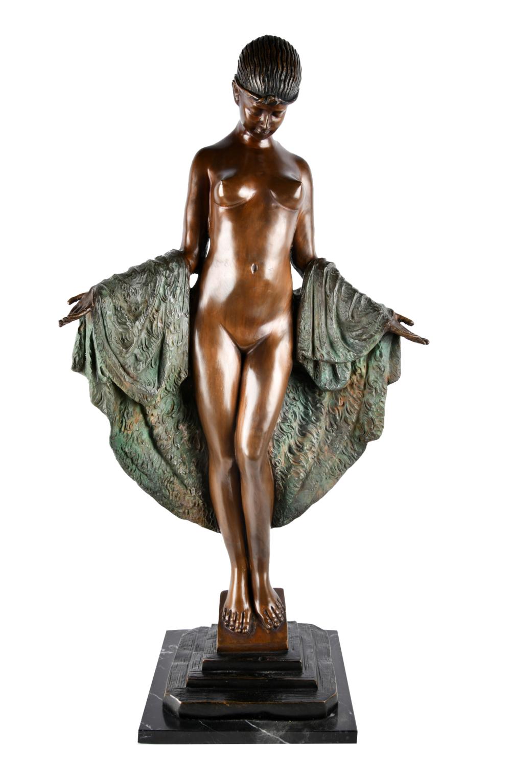 Appraisal: JOE DESCOMPS - NUDE FIGUREbronze with brown and green patination