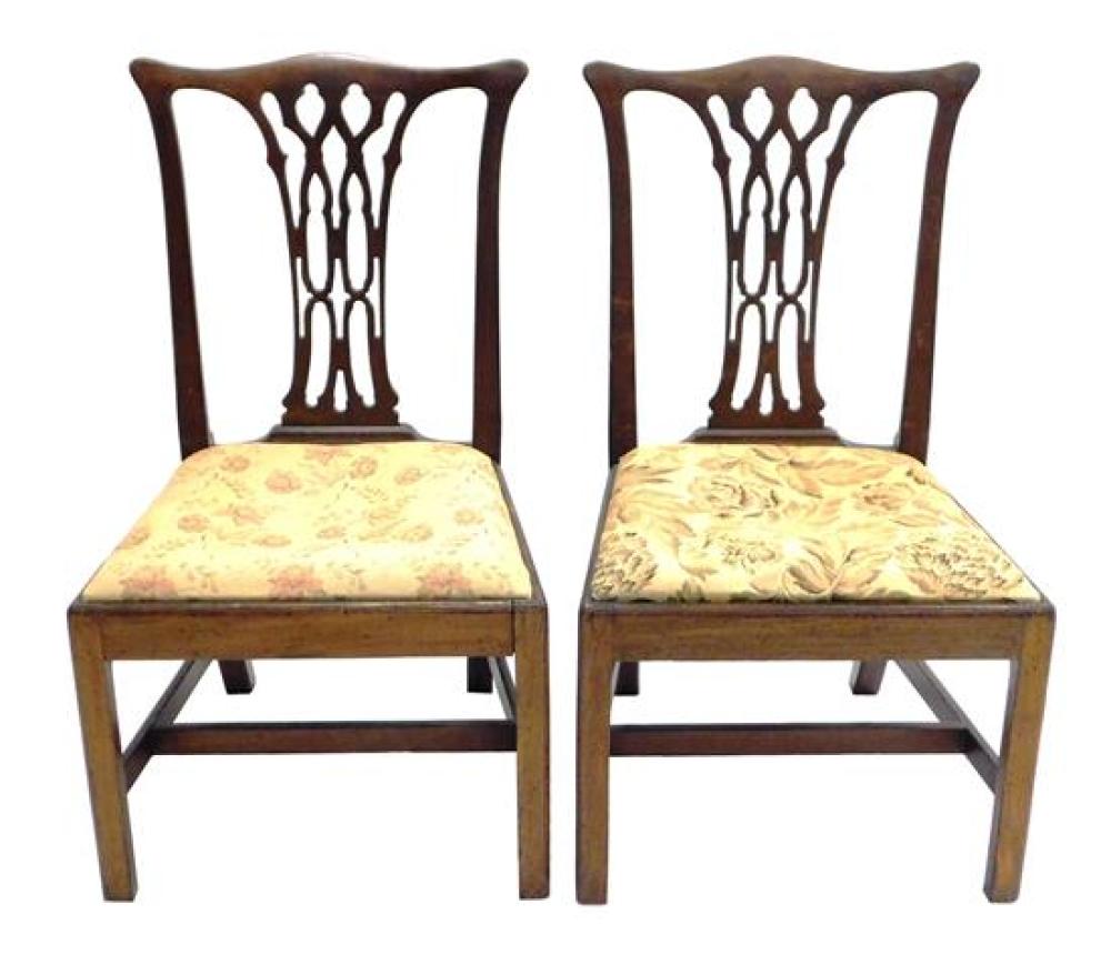 Appraisal: Pair of Chippendale side chairs late th C pierced vertical