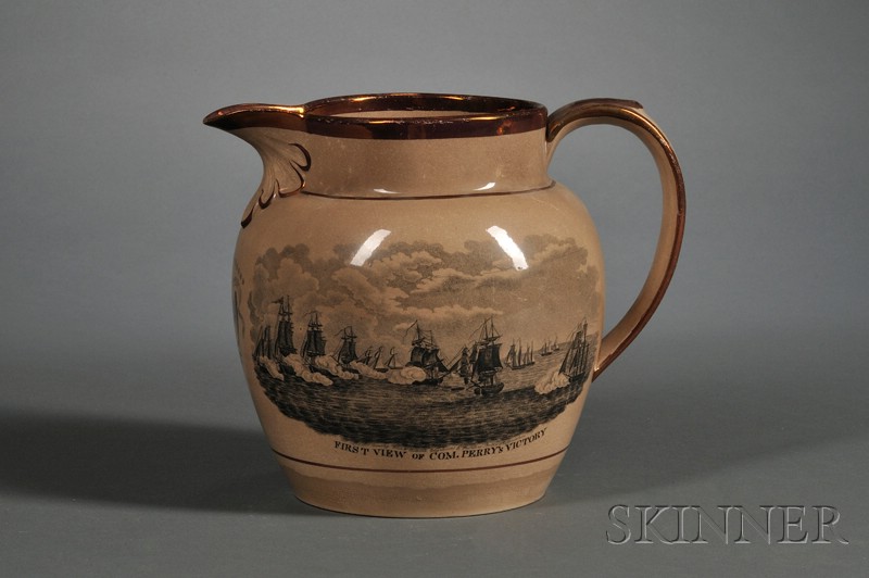 Appraisal: Transfer-decorated Staffordshire Pottery Pitcher England early th century one side