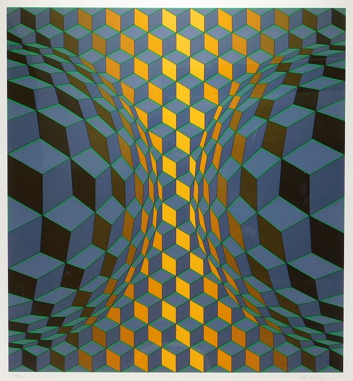 Appraisal: Victor Vasarely Op Art Geometric Serigraph Print France Hungary -