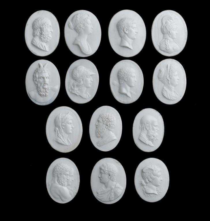 Appraisal: GRAND TOUR FOURTEEN GLASS PASTE OVAL CAMEOS of Greek Roman