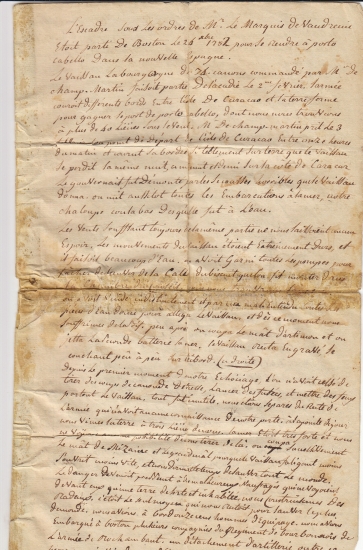 Appraisal: AMERICAN REVOLUTION Manuscript account of the wreck of the French