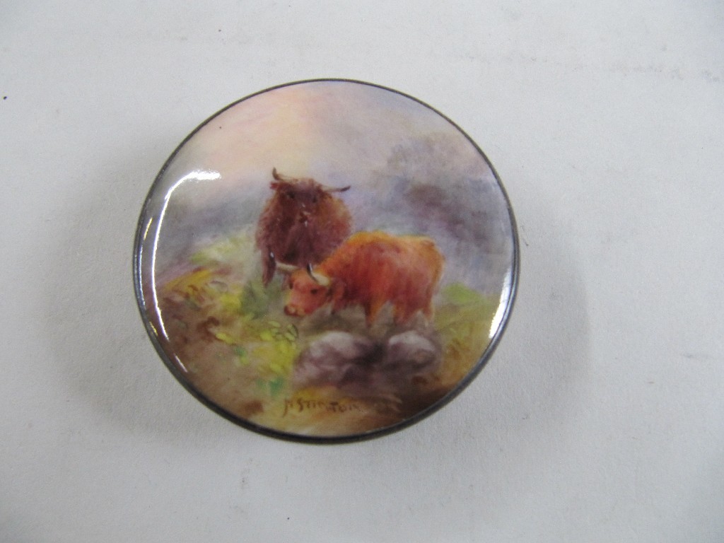 Appraisal: Silver compact the lid with Royal Worcester plaque hand painted