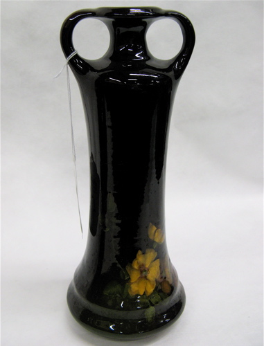 Appraisal: LOUWELSA WELLER POTTERY VASE bottle-form with double handles hand decorated