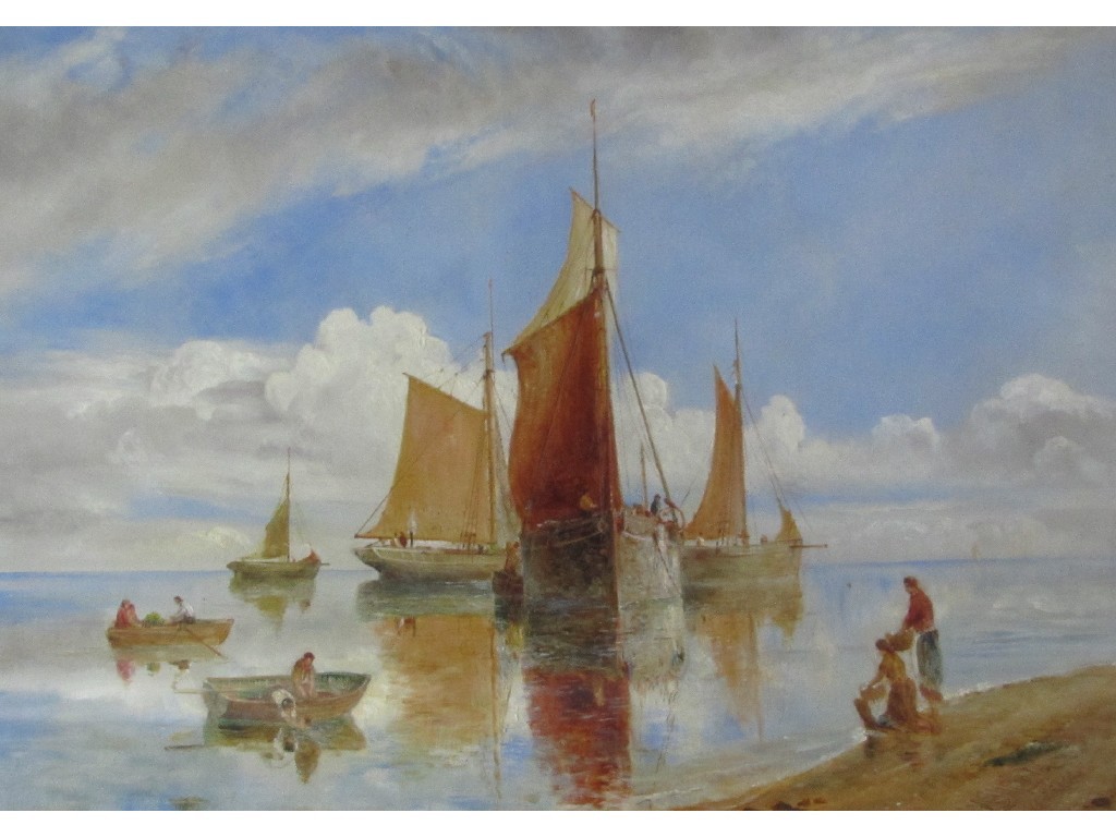 Appraisal: WILLIAM JOSEPH BOND - FISHING BOATS IN A MOORING Oil