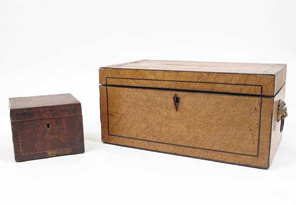 Appraisal: A Regency bird's eye maple document box together with a