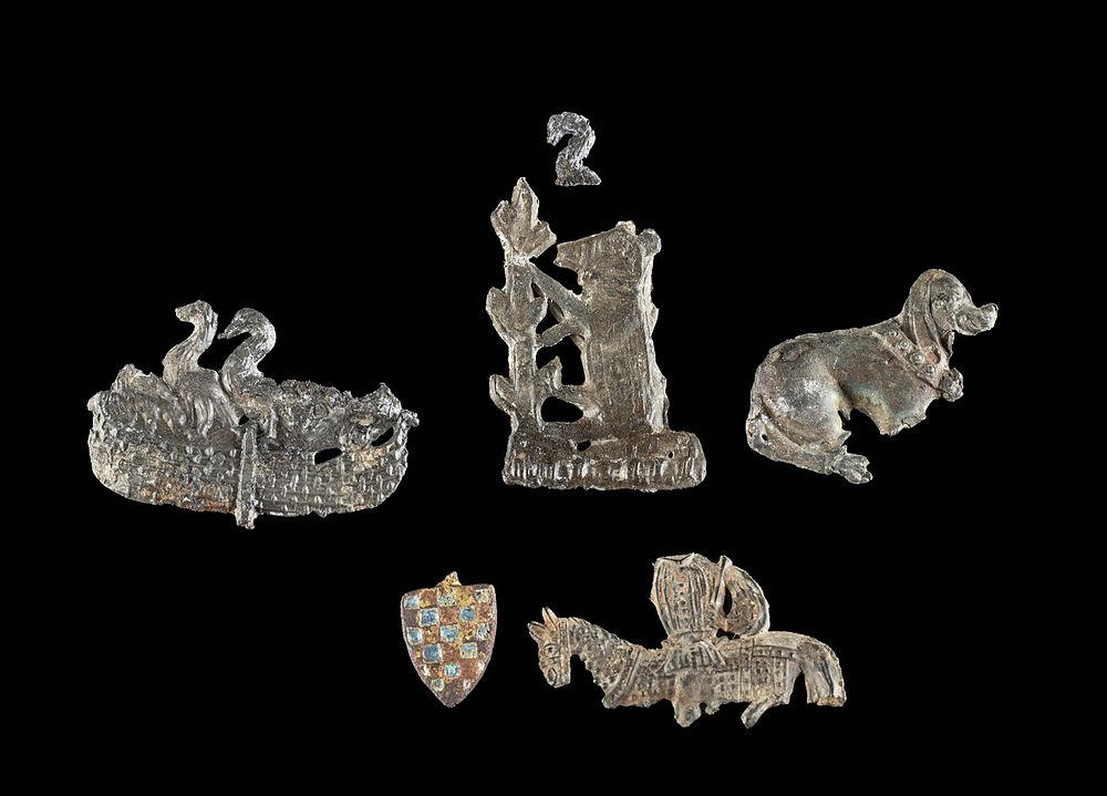 Appraisal: Medieval English Pewter Gilt Copper Badges Northwestern Europe England ca