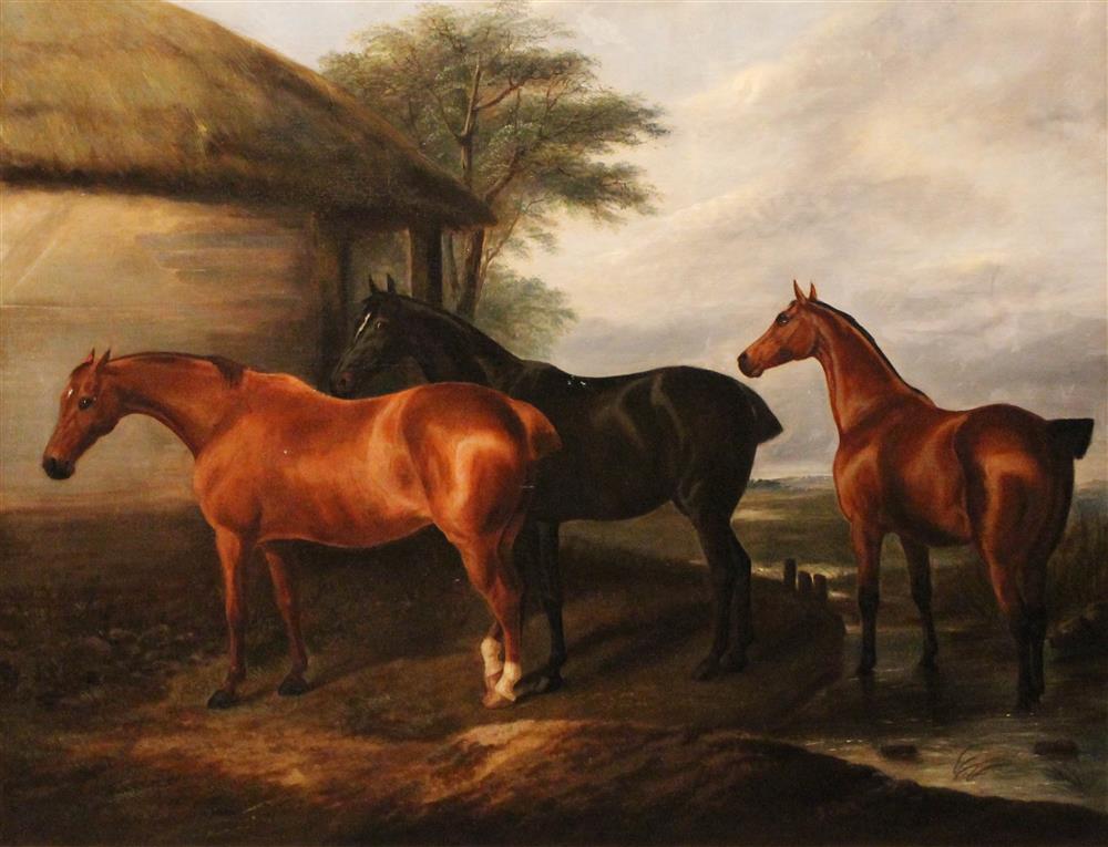 Appraisal: JAMES CLARK BRITISH - HORSES AT REST Oil on canvas