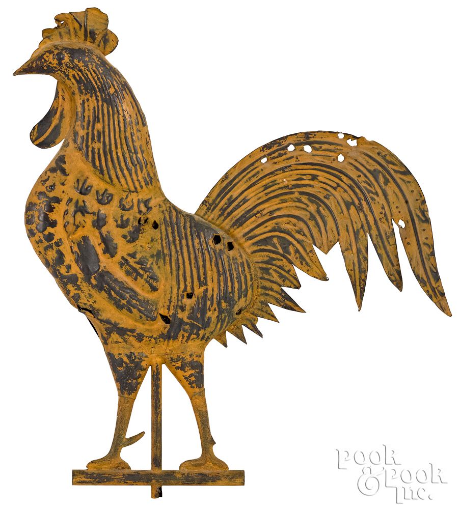 Appraisal: Swell bodied copper rooster weathervane th c Swell bodied copper